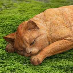 Stone Kitten Ornament Outdoor Sleeping Cat Statue Pet Memorial Figurine Concrete Ginger Sculpture Garden Kitty Decor Lover Gift - thumbnail 2