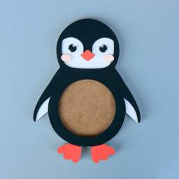 Penguin Photo Frame, Arctic Nursery Decor, Baby's First Year Picture Hand-Painted Kids Room Wall Art, Gift For Baby Shower - thumbnail 3
