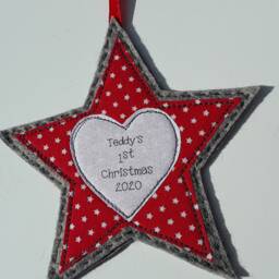 Personalised Baby's First Christmas Ornament - Handstitched Star Decoration - thumbnail 4
