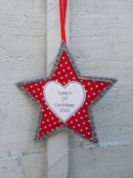 Personalised Baby's First Christmas Ornament - Handstitched Star Decoration
