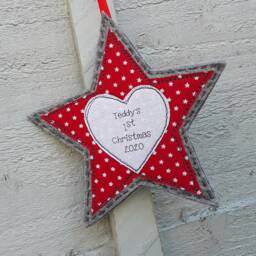 Personalised Baby's First Christmas Ornament - Handstitched Star Decoration - thumbnail 3