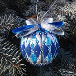 Christmas Present Fit-Tree Decorations Patchwork Ball Ornaments Toys Home Decor Merry New Year Gift Quilted - thumbnail 3