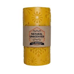 100% Pure Beeswax Snowflake Holiday Pillar Candle - 3x6 - thumbnail 1