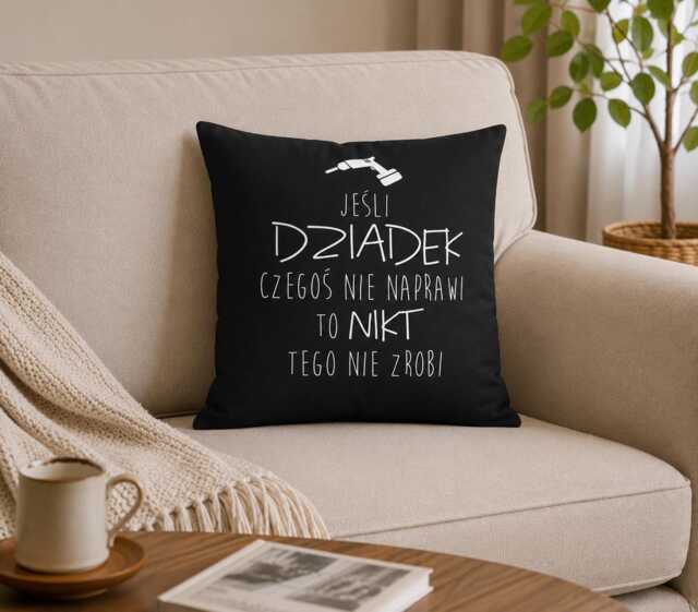 Funny Dziadek Pillow, Polish Grandpa Gift, Cushion Cover, Gift For Grandfather, Handmade Cotton Pillow - image 1