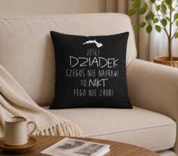 Funny Dziadek Pillow, Polish Grandpa Gift, Cushion Cover, Gift For Grandfather, Handmade Cotton Pillow