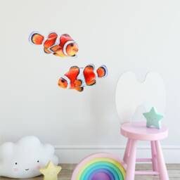Watercolor Clownfish Set Wall Decal Removable Sea Life Sticker Ocean Fish - Of 2 Decals - thumbnail 2