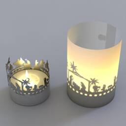 Nativity Scene Orient Gift Tube Shadow Play Candle - Mesmerizing Silhouette Motif, Perfect Christmas Decoration - thumbnail 1