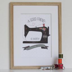 Personalised Sewing Machine Print Friendship Gift, Craft Room Decor - thumbnail 2