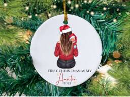 Personalized Auntie & Baby Christmas Bauble Keepsake Ornament
