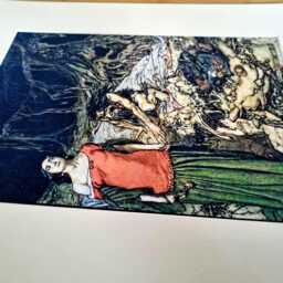 Arthur Rackham Siegfried & Fafnir Scene, Wagner Ring Cycle Opera Artwork, Archival Matted Reproduction, Mounted Art Print Illustration - thumbnail 3