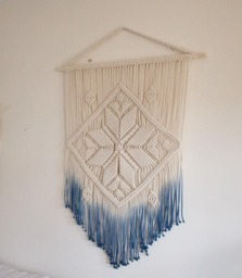 Macrame Wall Hanging, Blue Ombre Tapestry, Boho Art - thumbnail 1