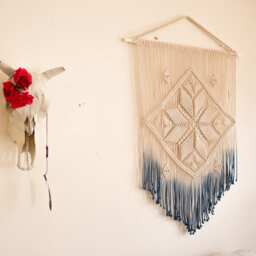 Macrame Wall Hanging, Blue Ombre Tapestry, Boho Art - thumbnail 4