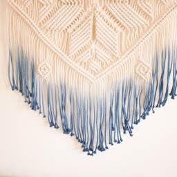 Macrame Wall Hanging, Blue Ombre Tapestry, Boho Art - thumbnail 3