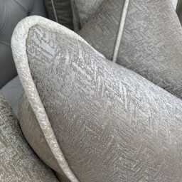 Luxury Taupe Cream Cushion Cover, Scatter Piped Herringbone Design Pillow Bella Cover Gold - thumbnail 2