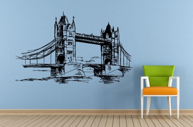 Sketch Tower Bridge London Great Britain English England Window Wall Or Car Vinyl Peal & Stick Removable Sticker Decal L1421 - image 1