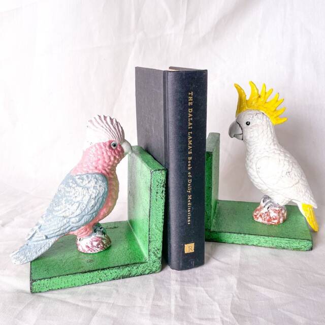 Australian Bird Bookend/Cockatoo Vintage Cast Iron Bookends Kookaburra Aussie Icon - image 1