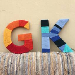 Personalized Yarn Wrapped Letter, Rope Wall Decor - 12 Inch - thumbnail 1