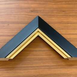 Handmade Black Picture Frame Gold/Silver Edge, Solid Pine Wood - thumbnail 4