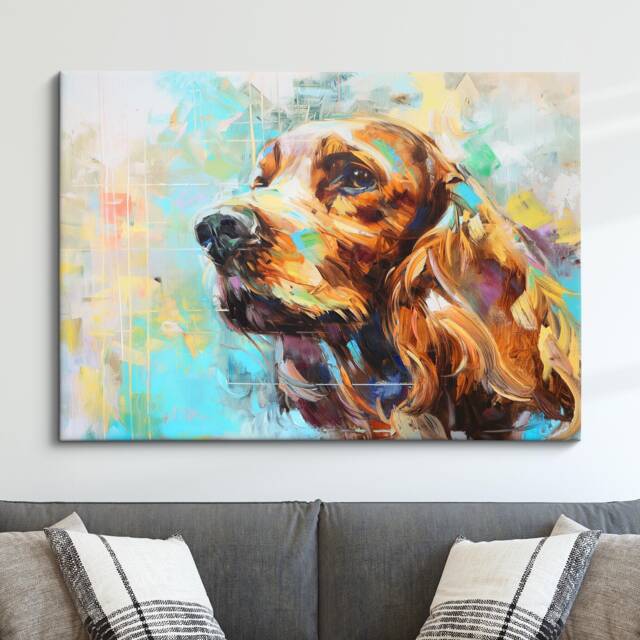 English Cocker Spaniel Abstract Oil Painting Framed Print & Canvas Large Sizes Wall Art Poster Pet Home Decor Interior Dog Lover Gift - image 1