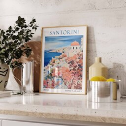 Santorini Travel Print, Poster, Landscape Greece Wall Art, Greek Decor, Gift - thumbnail 2
