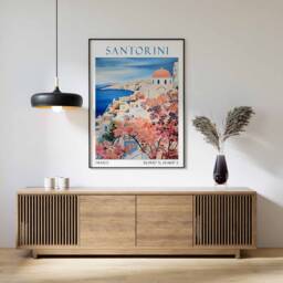 Santorini Travel Print, Poster, Landscape Greece Wall Art, Greek Decor, Gift - thumbnail 1
