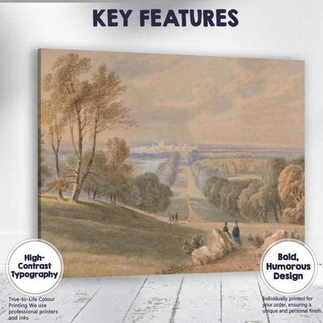 Grand Estate Parkland Watercolour Vista Classical Landscape Canvas Wall Art Print Decor Picture Ready To Hang - image 1
