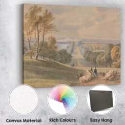 Grand Estate Parkland Watercolour Vista Classical Landscape Canvas Wall Art Print Decor Picture Ready To Hang - thumbnail 2