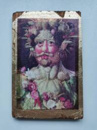 Vertumnus By Arcimboldo Renaissance Fruit Portrait - Gold Oak Wood Art - thumbnail 1