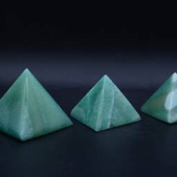 Egyptian Art Set Of Pyramids 3 Color Blue, Green, Red Alabaster Stone Made in Egypt - thumbnail 3