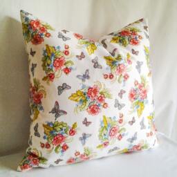 Butterfly & Floral Print Pillow Cover, 18x18 Decorative Pillow, Toss Home Decor, Summer, Spring Decor - thumbnail 2