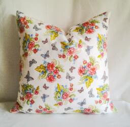 Butterfly & Floral Print Pillow Cover, 18x18 Decorative Pillow, Toss Home Decor, Summer, Spring Decor - thumbnail 1