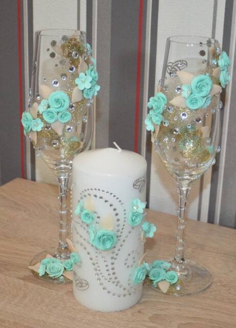 Beautiful Glasses For Wedding Or Decoration, Glasses, Champagne Set, Candle, Birthday Candle Gift - image 1