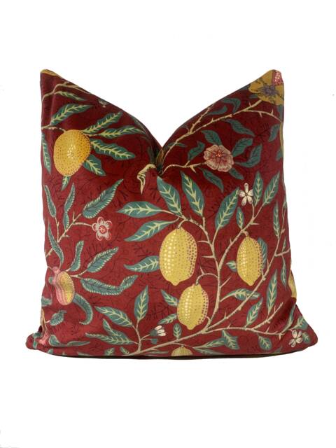 William Morris Fruit - Madder/Bayleaf Velvet Fabric Cushion Cover Pillow - image 1