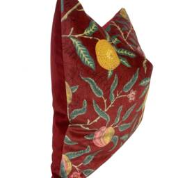 William Morris Fruit - Madder/Bayleaf Velvet Fabric Cushion Cover Pillow - thumbnail 3