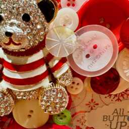 Christmas Bear Button Frame in Red & White ~ Holiday Winter For 4x6 Photo - thumbnail 2
