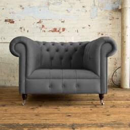 Handmade House Graphite Grey Velvet Chesterfield Snuggle 1.5str Armchair - thumbnail 2