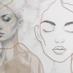 Face & Lines Wall Mural Gray Marble Texture Decal Peel Stick Wallpaper Customizable Beauty Salon Fashion - thumbnail 3