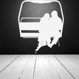 Ski Lift Chair Decal, Couple Wall Art, Chairlift Skiing Decor, Winter Cabin Lodge Snow Sports Art - thumbnail 2