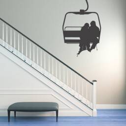 Ski Lift Chair Decal, Couple Wall Art, Chairlift Skiing Decor, Winter Cabin Lodge Snow Sports Art - thumbnail 1