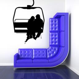 Ski Lift Chair Decal, Couple Wall Art, Chairlift Skiing Decor, Winter Cabin Lodge Snow Sports Art - thumbnail 3