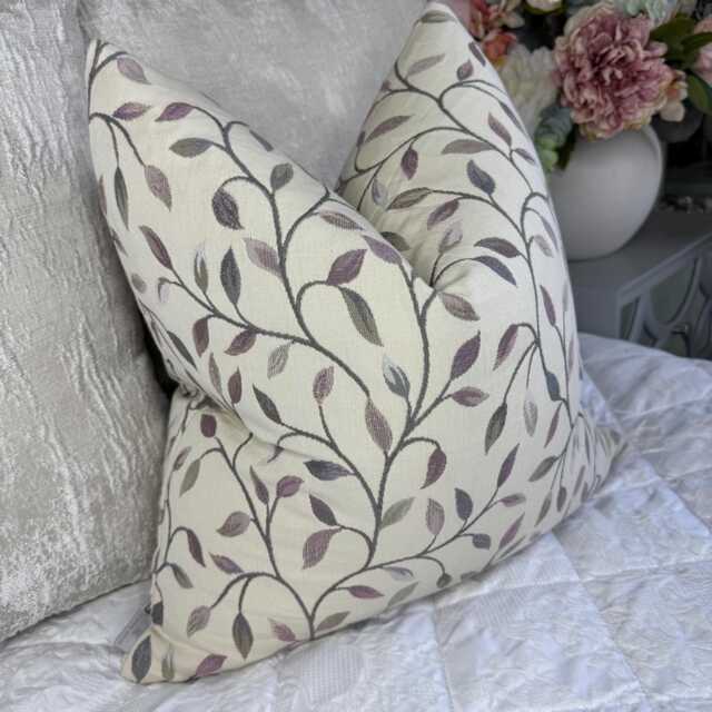 Voyage Cervino Handmade Cushion Cover, Lilac Leaf Design Pillow Decorative Throw Double Sided - Countryside Home Decor - image 1