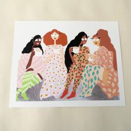 Cappuccino With Friends Art Print Cozy Pajama Party Wall Decor - thumbnail 2