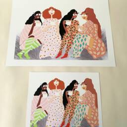 Cappuccino With Friends Art Print Cozy Pajama Party Wall Decor - thumbnail 3