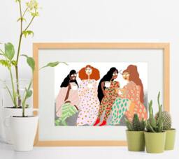 Cappuccino With Friends Art Print Cozy Pajama Party Wall Decor - thumbnail 1