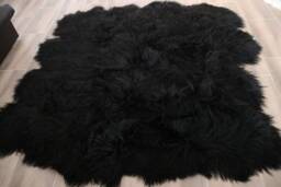 Genuine Octo Natural Black Icelandic Sheepskin Rug, Pelt, Giant Throw - thumbnail 1