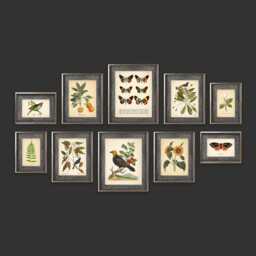Set Of 10 Vintage Botanical Prints Poster Flower Butterfly Sunflower Fern Leaf Rose Bird Wall Art Cottage - thumbnail 1