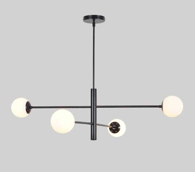 Stilnovo-Style Mid-Century Brass Finish Sputnik Chandelier With Six Glass Globes, Atomic Starburst Ceiling Light - image 1