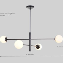 Stilnovo-Style Mid-Century Brass Finish Sputnik Chandelier With Six Glass Globes, Atomic Starburst Ceiling Light - thumbnail 2