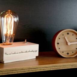 Personalized Wood Edison Lamp Rustic Desk Light, Custom Quote - thumbnail 2