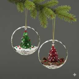 Personalized Seaglass Christmas Tree Ornament, Ceramic Family Gift, Glass Ocean Holiday Keepsake - thumbnail 4